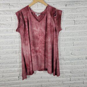 Eve Maddie Womens Top 3X Plus Cold Shoulder Purple Mauve Asymmetric PUR1E